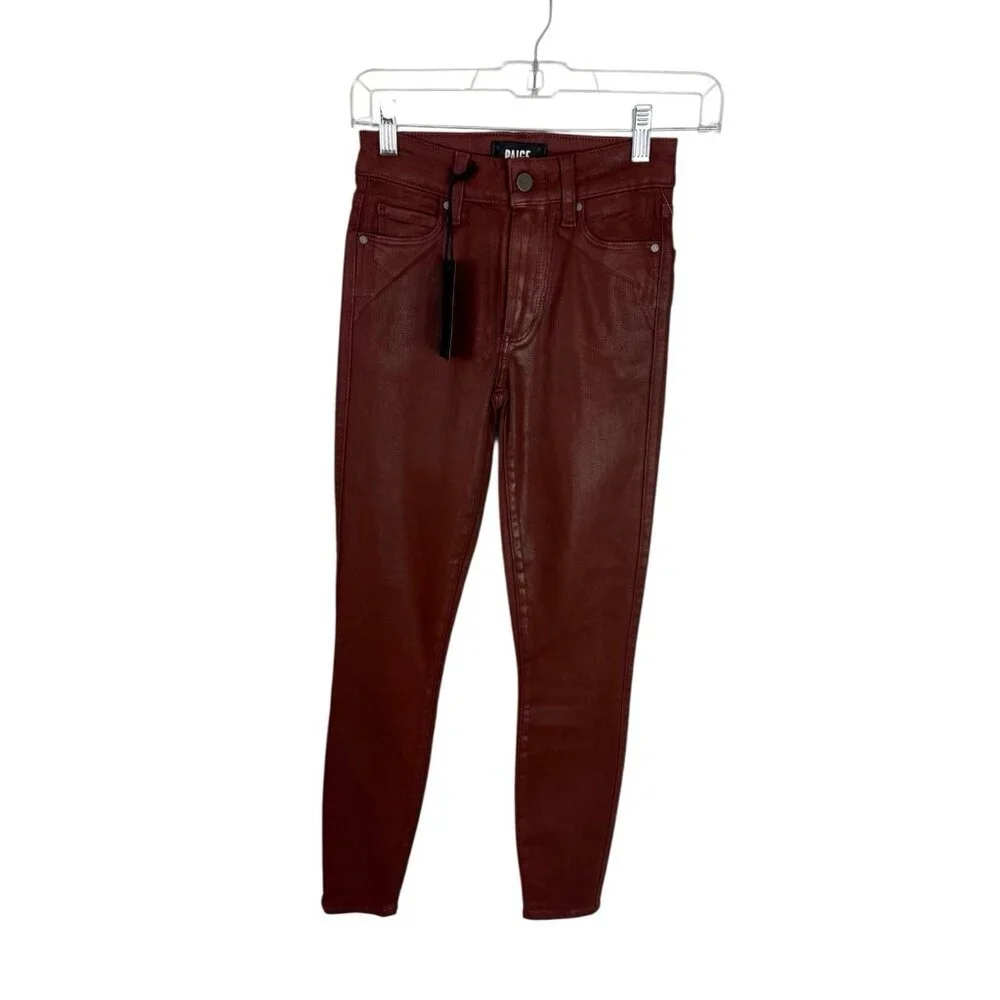 Paige Women's 23 Hoxton Ankle Luxe Coating Jeans Rust‎ Inseam 27.5